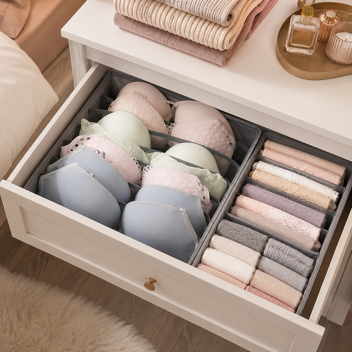 Organisateur de tiroir pour soutiens-gorge et petits vêtements