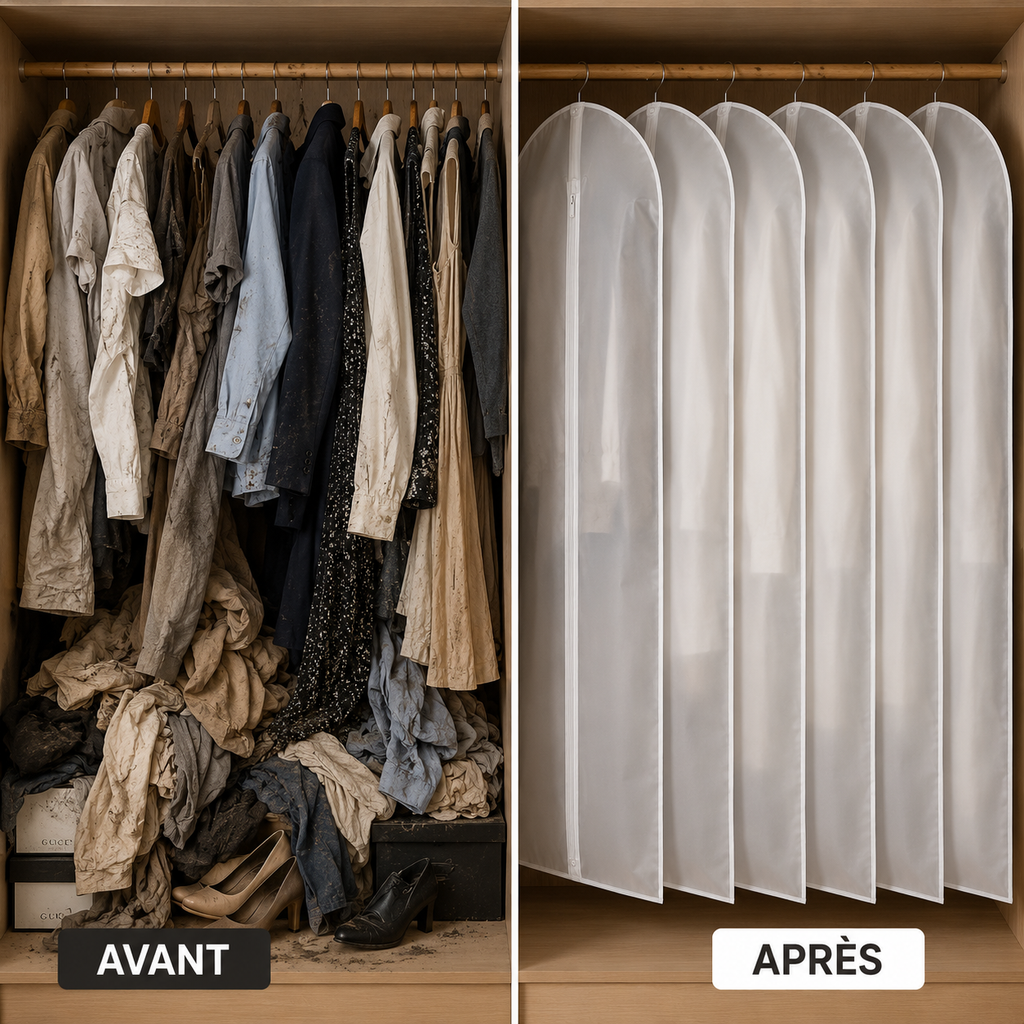 Housse de protection pour vêtements (costumes, robes, chemises, vestes, tenues de cérémonie)