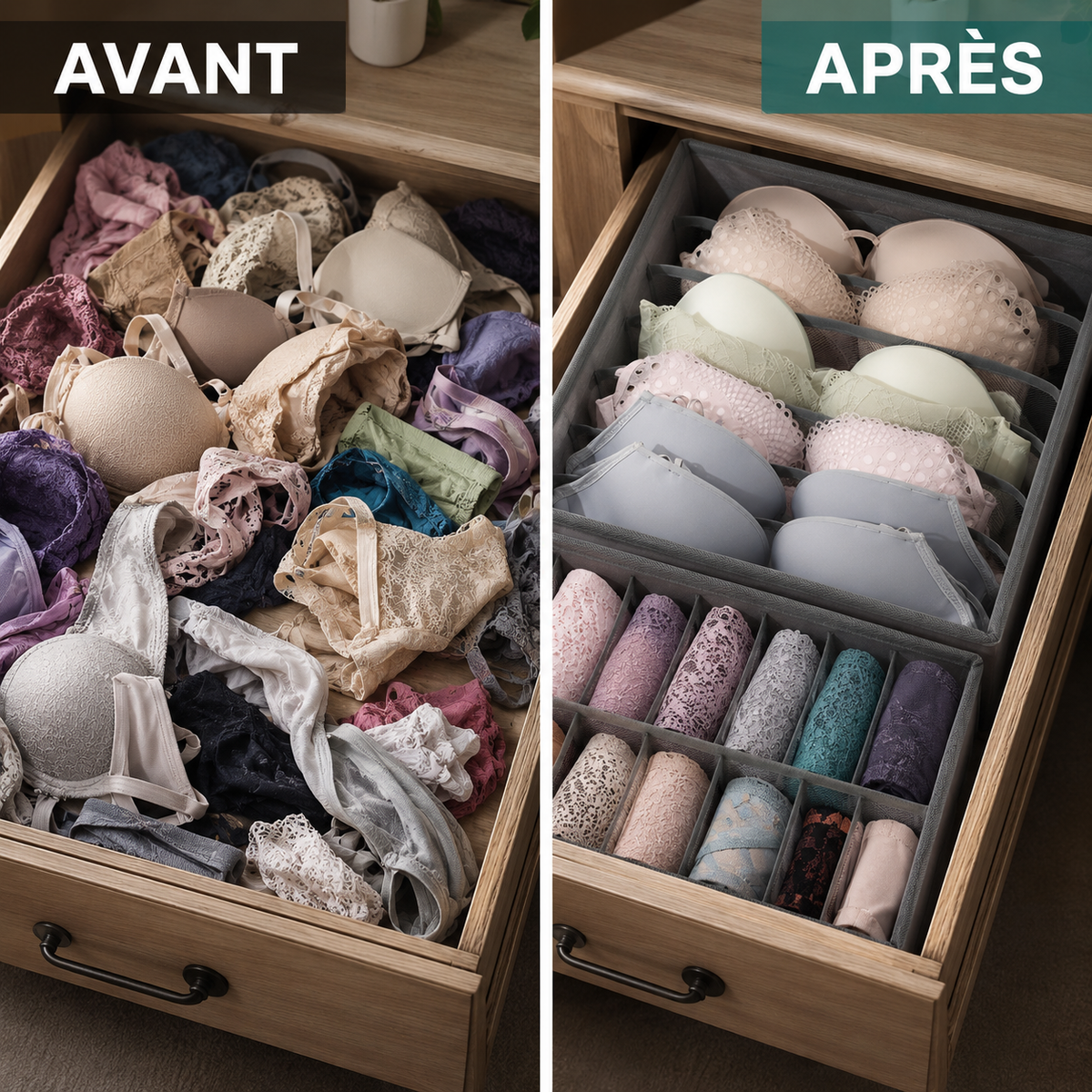 Organisateur de tiroir pour soutiens-gorge et petits vêtements