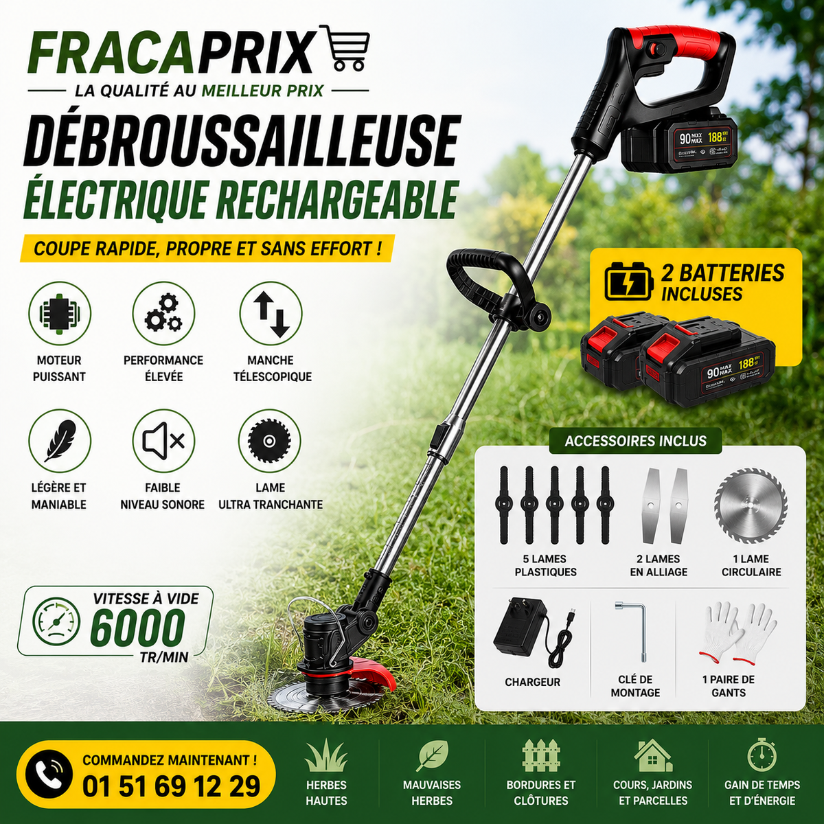 DÉBROUSSAILLEUSE ÉLECTRIQUE RECHARGEABLE - Entretenez vos espaces verts plus rapidement, avec moins d'effort et SANS CABURANT